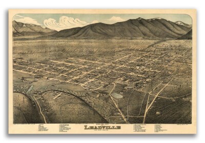 1879 Leadville Colorado Vintage Old Panoramic City Map - 16x24