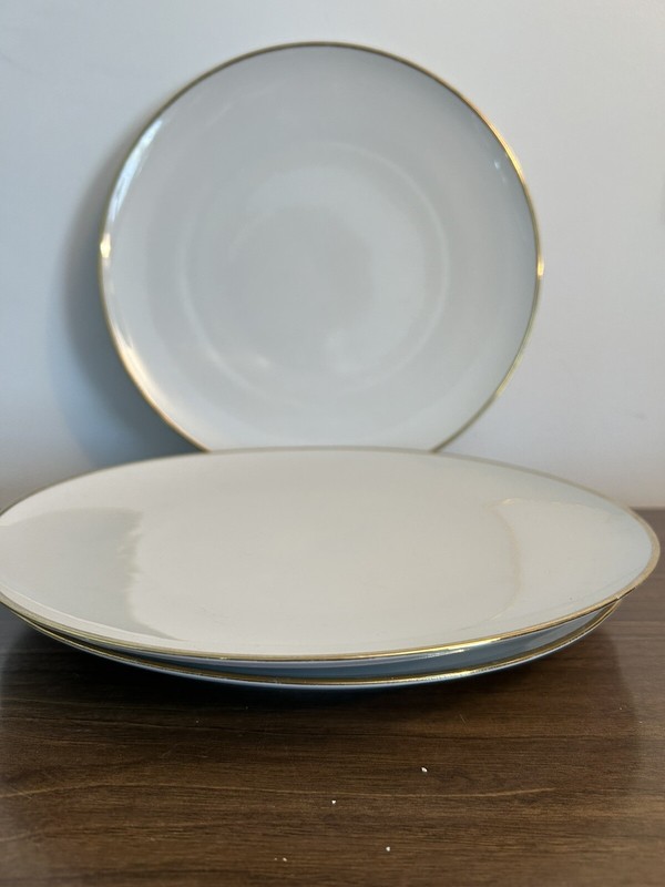 Dinner Plate Schumann Arzberg Bavaria White Gold Border Lot Of 3
