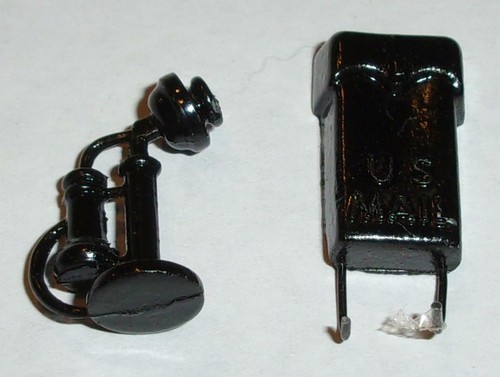 MAIL BOX & Old Fashion TELEPHONE DOLL HOUSE Accessories Play Toy 1" inch Tall - 第 1/5 張圖片
