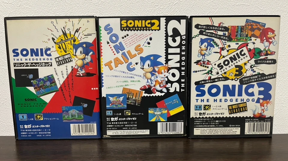 Sonic The Hedgehog 1 2 3 Boxed SEGA Mega Drive MD Genesis Japanese ver Tested - Image 2 of 4