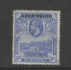 ASCENSION KGV 1922 OVERPRINT ON ST HELENA 3d BLUE - SG5 - CAT £30 - GOOD USED