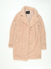 RUT&CIRCLE Women&rsquo;s Beige Faux Fur Mid-Length Overcoat Size M