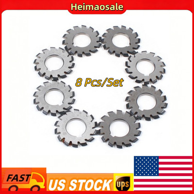 8 Pcs/Set 14.5° Involute Gear Cutter DP8 DP10 DP16 DP20 DP22 PA14-1/2 HSS 8H Set