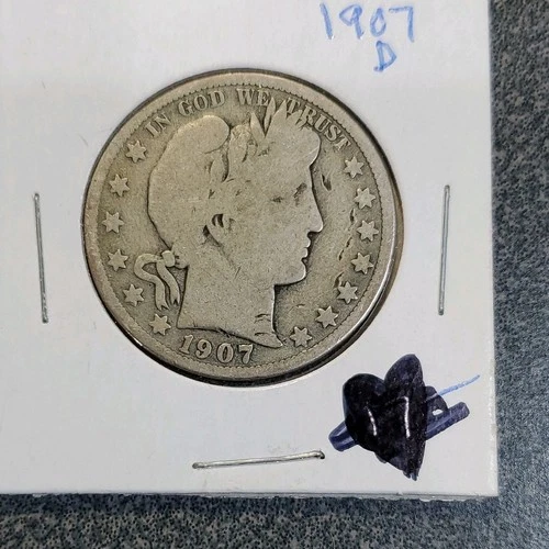 New Listing1907 Barber Half Dollar 50C Silver Circulated 0.9 Fine Silver Denver KM  #416