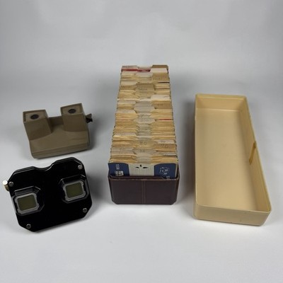 View-Master Lot 126 Reels, Bakelite Model C Viewer + 1, Box, 1940s-50s Sawyer's