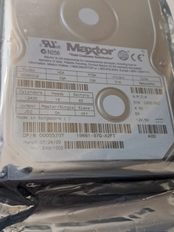 MAXTOR 90650U2 6.5GB 5400RPM  3.5'' IDE Dell NEW SEALED FREE Quick Shipping  - Image 2 of 4