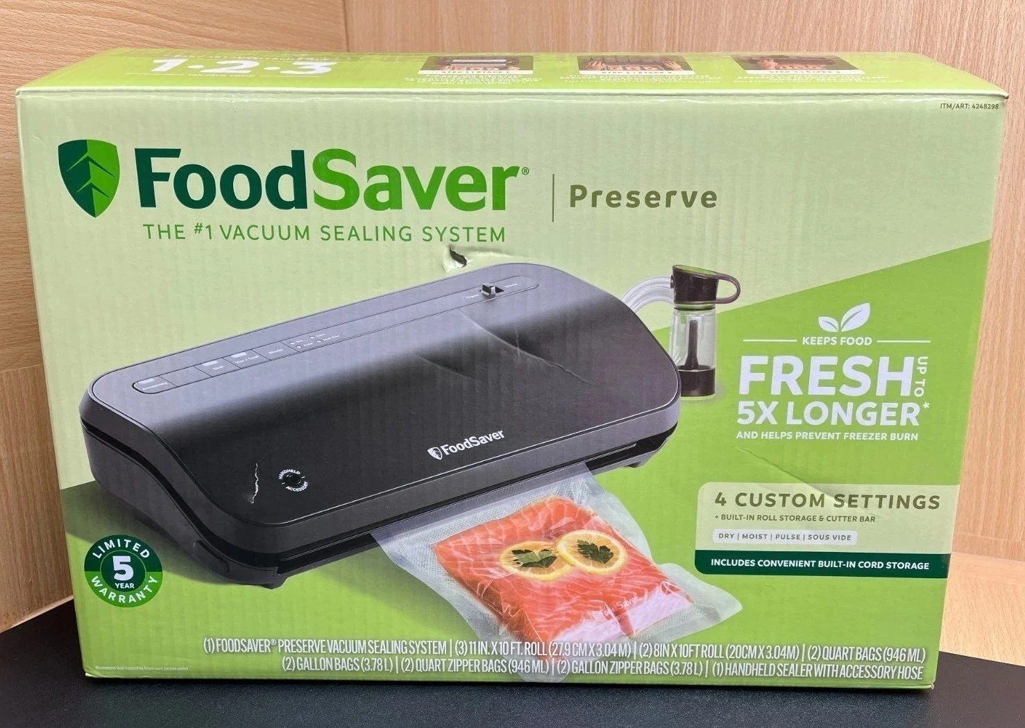 FoodSaver VS2280 Vacuum Sealing Food Storage System w/Bags & Rolls, open box