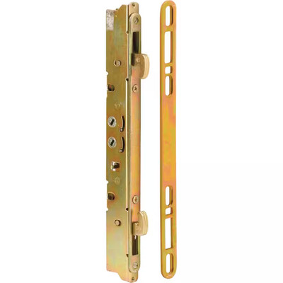 9-7/8 In. Steel, Multi-Point Door Lock and Keeper with 45 Degree Keyway for Slid