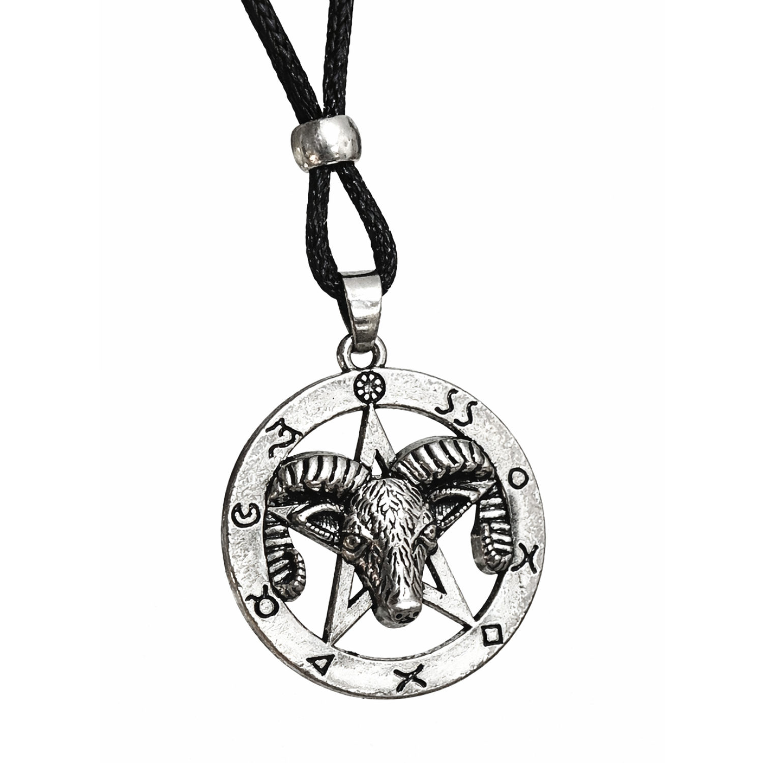 Ram Skull Pentagram Necklace | Goat Head Occult Pagan Gothic Amulet