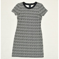 Banana Republic Women Shift Dress Geometric Crew Polyester Multicolor Size 6