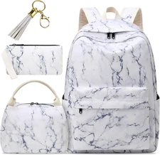 Marble Girls School Backpack Set Kids Teens School Bag Bookbag with Lunch Bag...
