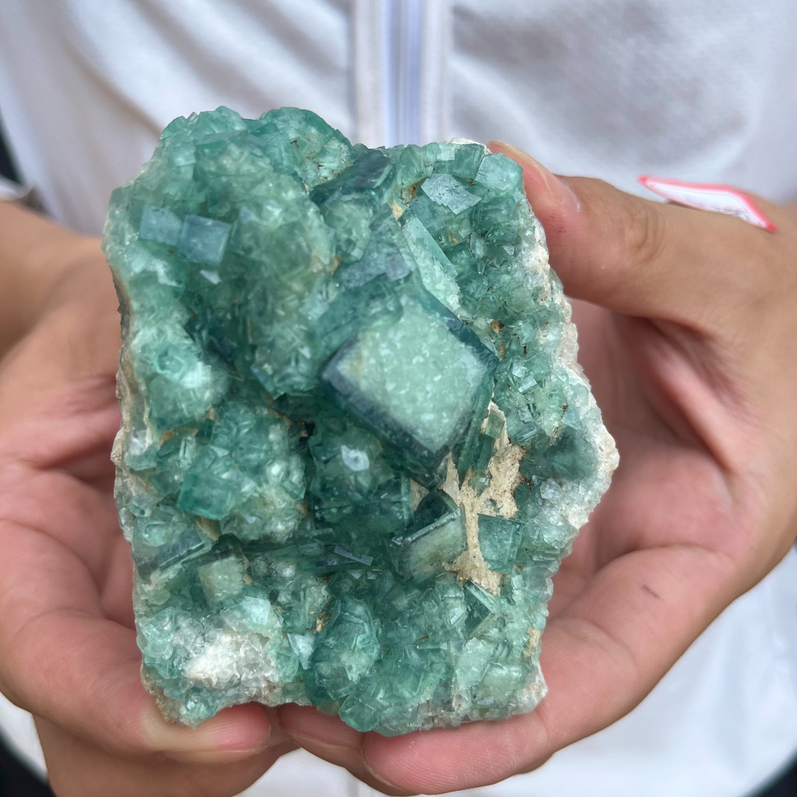335g Natural Green Fluorite Cube Quartz Crystal Cluster Mineral Specimen
