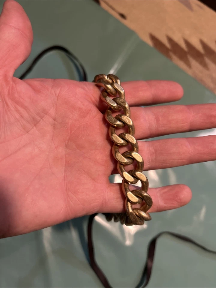 J.Crew 74” Grueso Oro Cadena Collar Cuero Corbata Cinturón Free People Antropology Foto 4 de 4