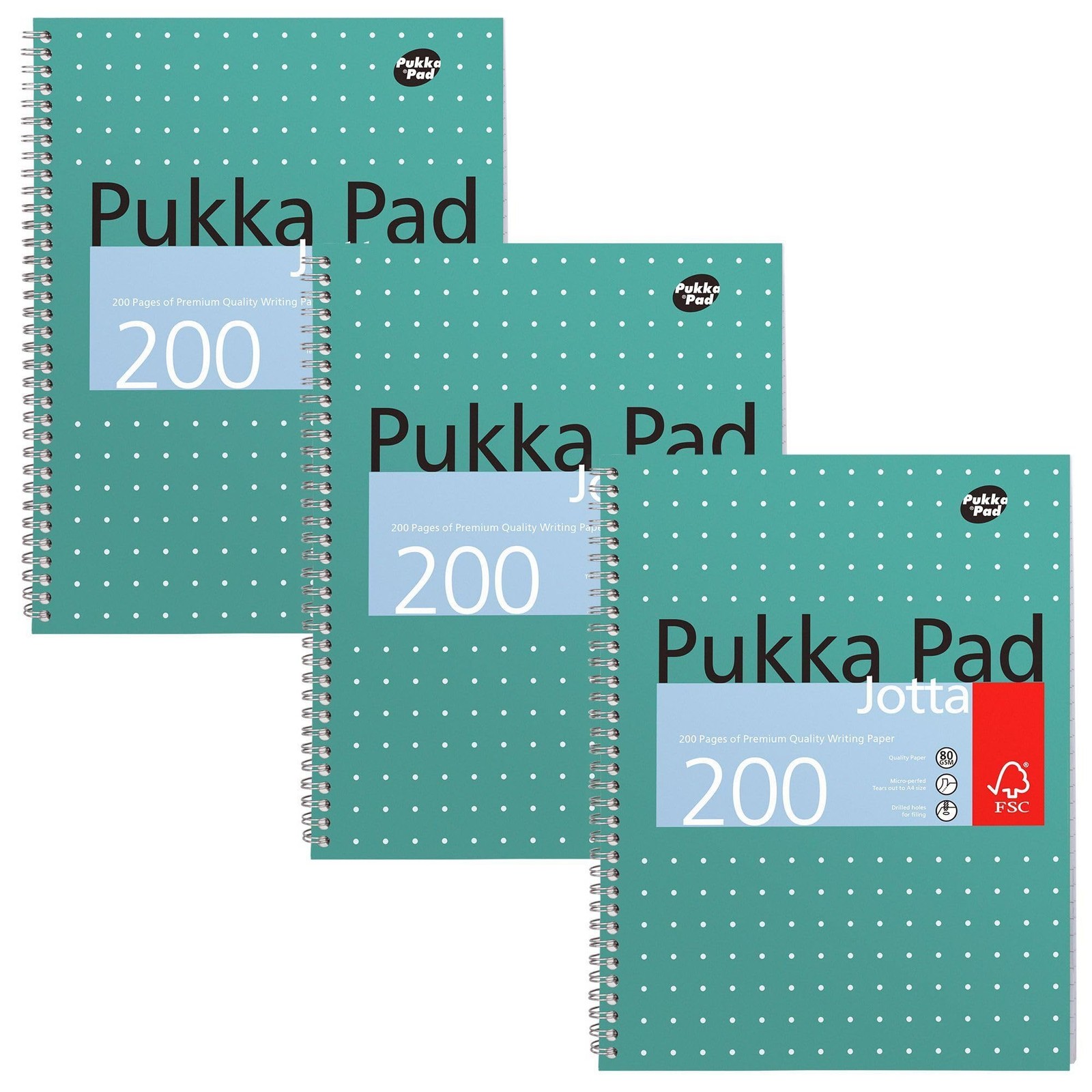 Pukka Pad, A4 Metallic Jotta Book 3 Pack – 21 of 3 Lined, Green