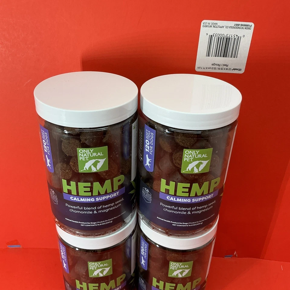 Paquete de 4 masticables suaves con soporte calmante de cáñamo natural para mascotas - 120 unidades - 26/04 Foto 3 de 4