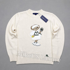 POLO RALPH LAUREN Tennis Polo Bear Cotton Crewneck Sweater Women Small NWT
