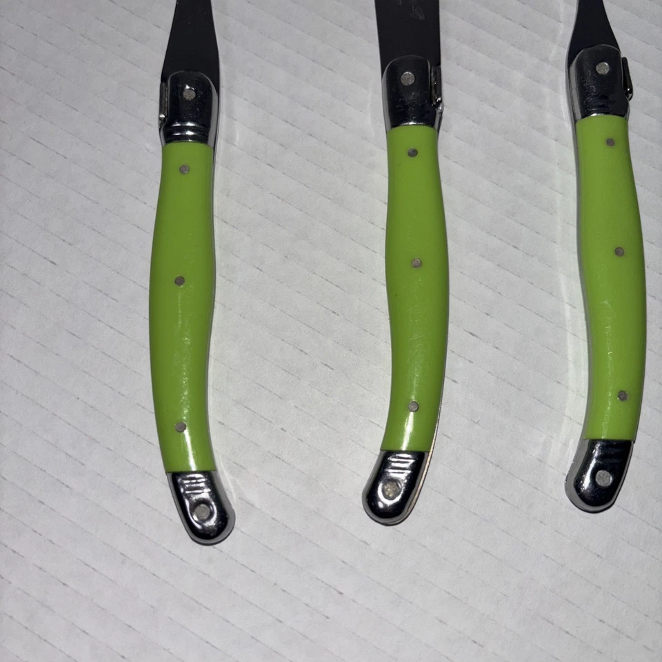 Vintage Laguiole 4 Piece Set Lime Spring Green Stainless Steel Flatware - Image 4 of 4