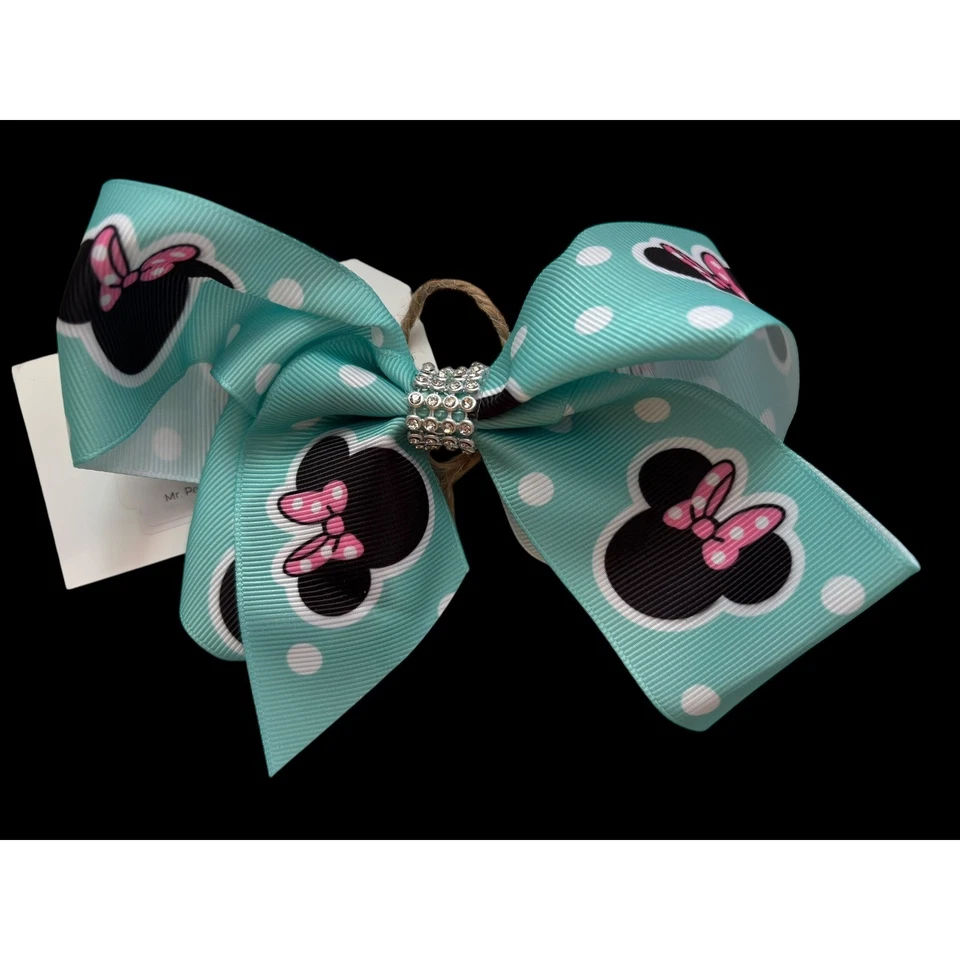 Pinza de pelo con moño de Minnie Mouse azul lunares estrás brillante para niños Foto 3 de 3