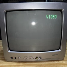 Toshiba 13A24 13" CRT TV Retro Gaming Vintage Television Front A/V Port Tested