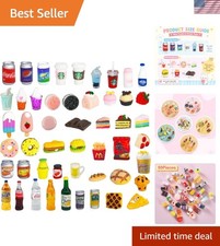 Colorful 50-Pcs Mini Pretend Food  Drink Bottles for Dollhouse Adventures