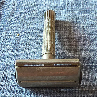 Gillette Rasierhobel Sicherheitsrasierer Metallgriff Silber gebraucht 50er Jahre