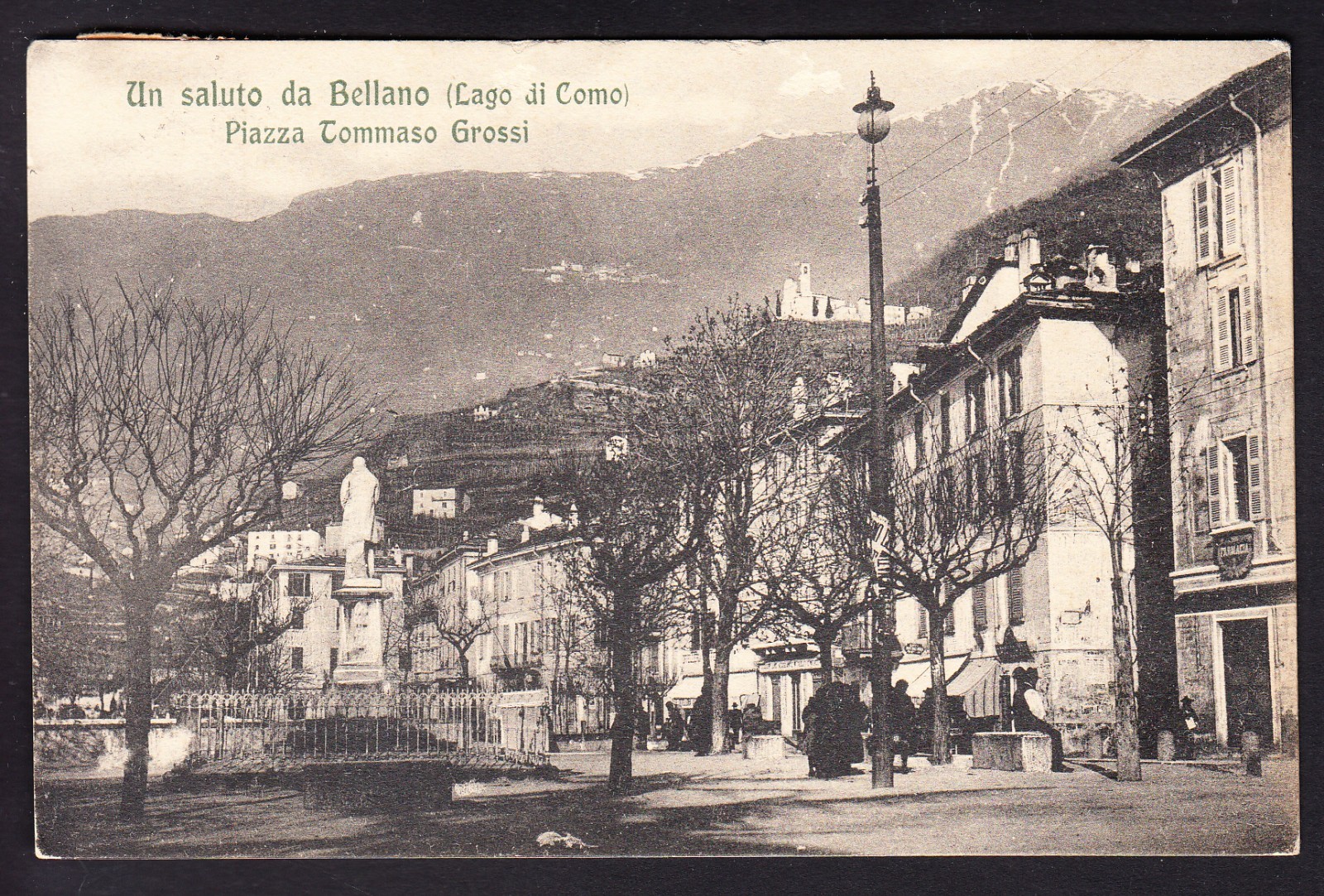 BELLANO (LECCO) - PIAZZA TOMMASO GROSSI - Cartolina formato piccolo viagg. 1919