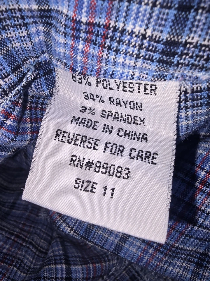 Pantalones capris elásticos a cuadros Lei para mujer talla 11 azules nunca usados Y2K Foto 3 de 3