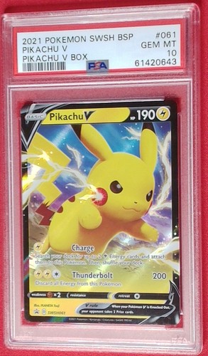 Pikachu V SWSH061 - SWSH Black Star Promo: Pikachu V Box PSA 10 GEM MT