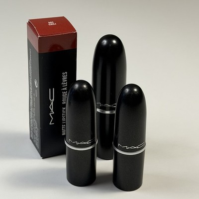 lot of 3 mac new lipsticks 1 full size chili matte + 2 travel satin twig & mocha
