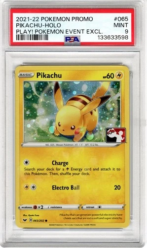 Pikachu 065/202 PLAY! Pokémon Promo Holo PSA 9 Mint Event Exclusive