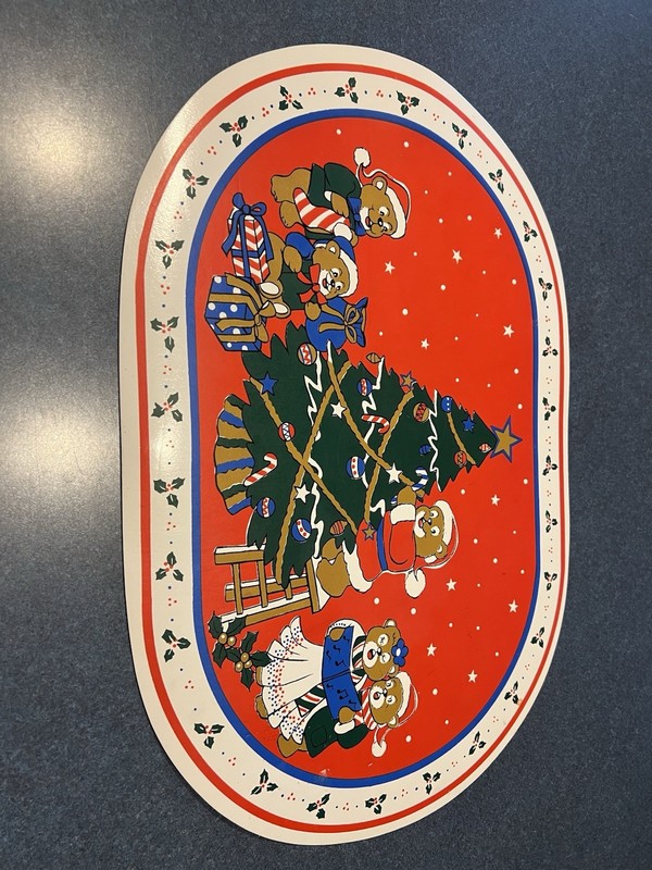 Teddy Bear Christmas Place Mat. 11.5” X 17.5”.