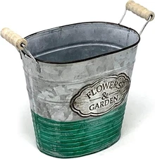 allgala Galvanized Planter Pot Indoor and Outdoor Decoration-Oval