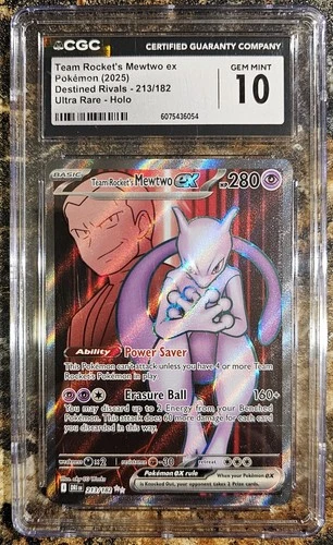 Pokemon 2025 Destined Rivals Team Rocket's Mewtwo Ex 213 CGC 10 GEM MINT