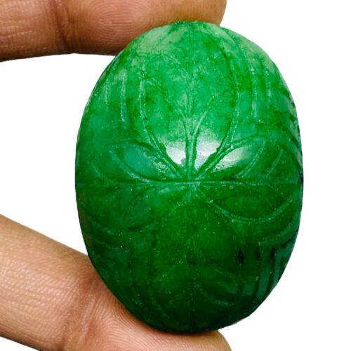 235,40 Cts Smeraldo Intagliato Naturale Splendido Verde Enorme Pendente Misura Gemma - Foto 3 di 10