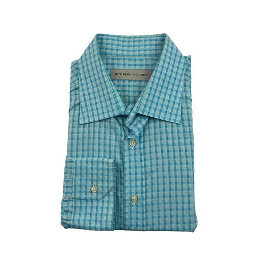 Etro Blue Light Blue Geometric Cotton Button Front Size 46 Excellent