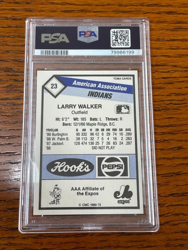 1989 CMC Larry Walker #23 Rookie Card (Indianapolis Indians) PSA-8 NM-MT - Picture 2 of 2