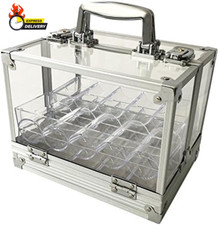 Yuanhe 600 Chip Clear Acrylic Poker Chip Locking Carrier-Includes 6 Chip Racks