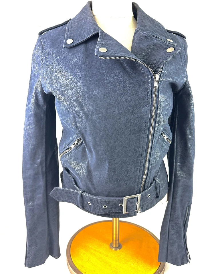 Chaqueta de moto MAX STUDIO XS de cuero sintético negra para mujer Foto 2 de 4