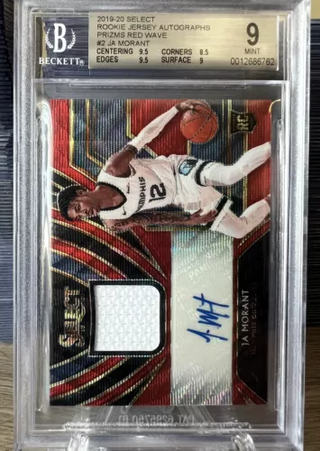 2019-20 Panini Select Ja Morant Red Wave Rookie Jersey Auto RPA BGS 9 Grizzlies