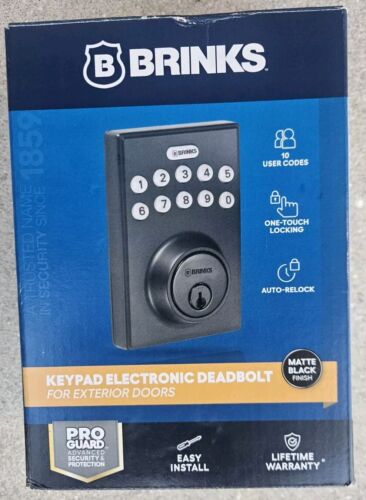 Brinks 2759-122 Keypad Electronic Exterior Deadbolt Matte Black New Open Box