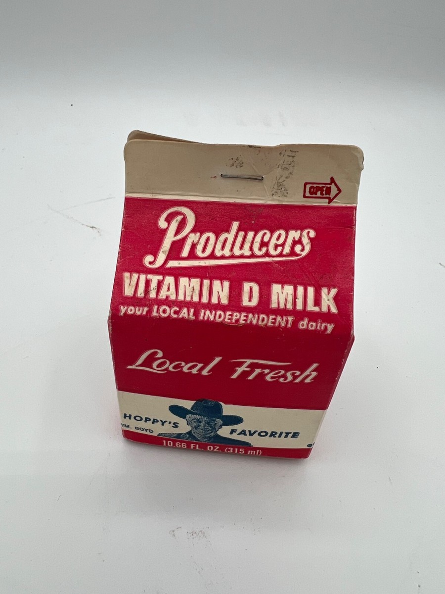 VINTAGE HOPALONG CASSIDY PRODUCERS MILK CARTON (1950S) HOPPY'S