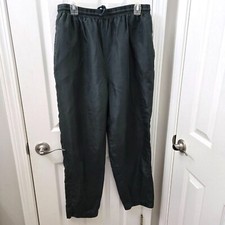 Vintage Silk Pull on Pants Womens Large evergreen Lined Pockets Elastic waist