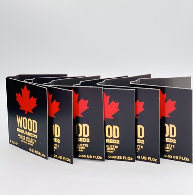 Lot 6x Dsquared2 WOOD Pour Homme Eau de Toilette EDT Spray Vial 0.03 oz / 1 ml