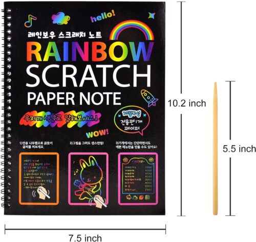 Scratch Art Books for Kids, 2 Pack Rainbow Magic Scratch Paper Black Scratch it - Picture 6 of 8