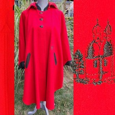 Salzburg Loden Look Austrian Stagecoach Red Wool Winter Cape 38