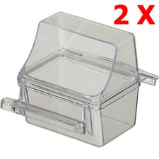 Lot of 2 Bird Transparent Clear Seed Food Water Feeder Feeding Cups - 240