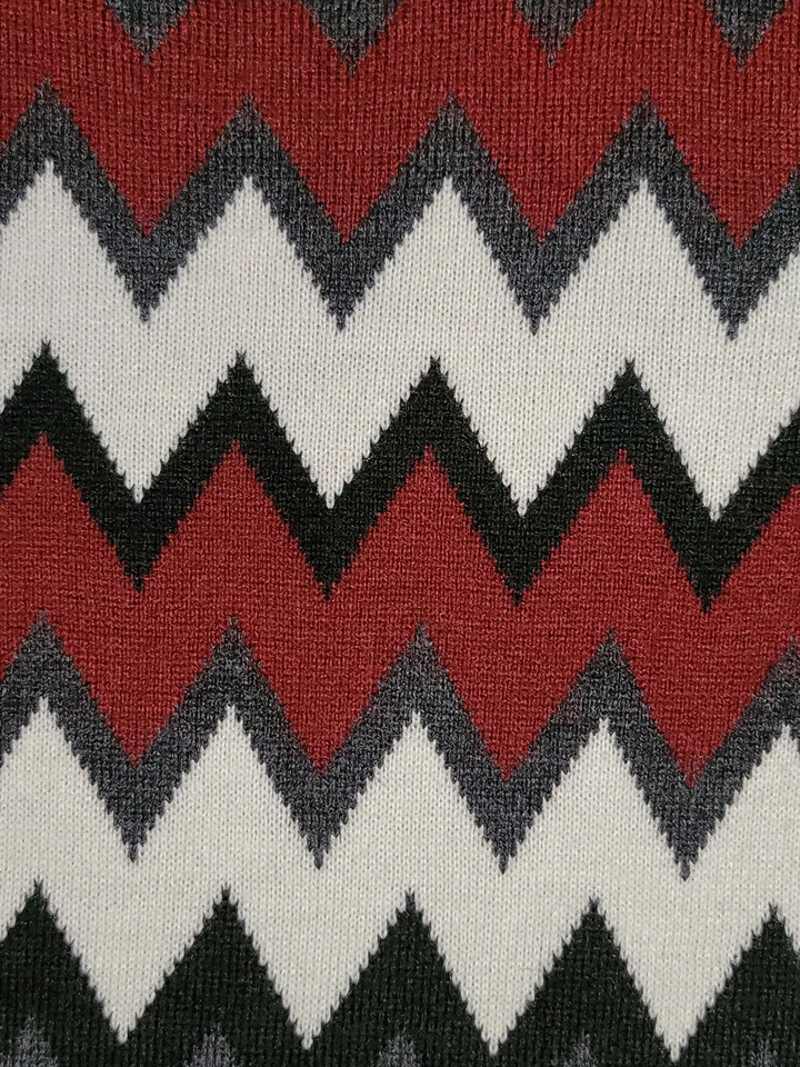 Vestido Suéter SANDRA DARREN Talla L Gris Blanco Borgoña Zig Zag Manga 3/4 Foto 2 de 4