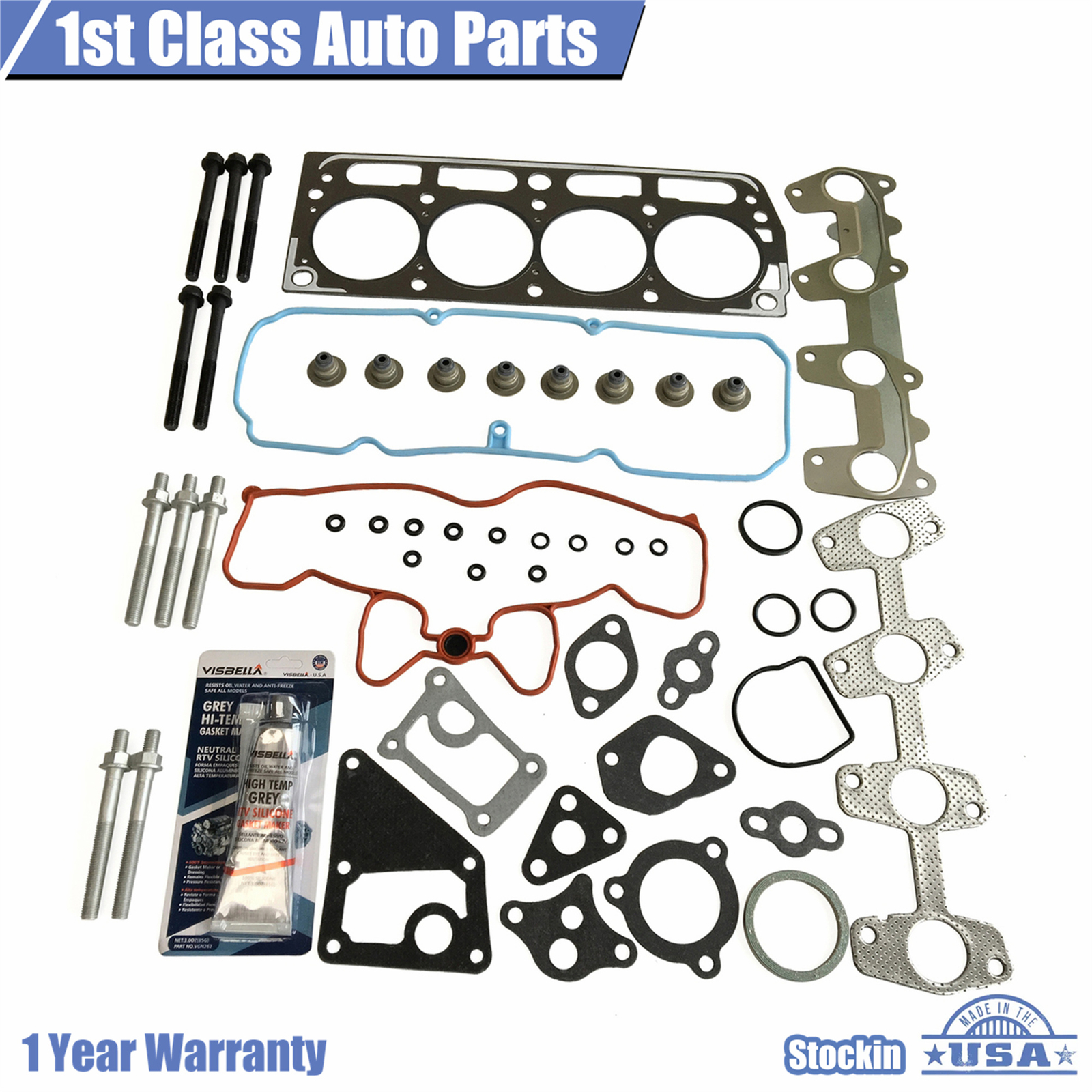 Engine Cylinder Head Gasket Set W/ 10 Head Bolts For Chevy S10 GMC Sonoma 2.2L