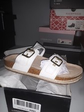 London Fog LFW-wen Womens Sz US 9 h M white croco sandals slides 00p