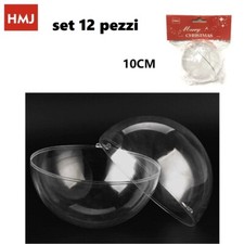 x Set 12 Pezzi Sfera Apribile In Plastica Trasparente Diametro 10cm hmj